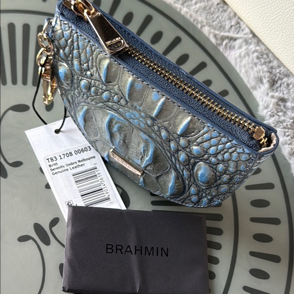 Brahmin Britt Serenity Ombré Melbourne Leather Crocodile Embossed Coin Pouch - Picture 10 of 10